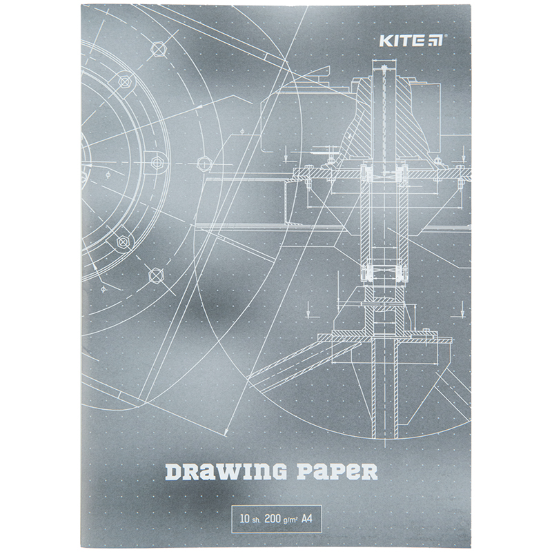 Paper for drafting Kite K23-269, А4, 10 sheets, 200 g/m2