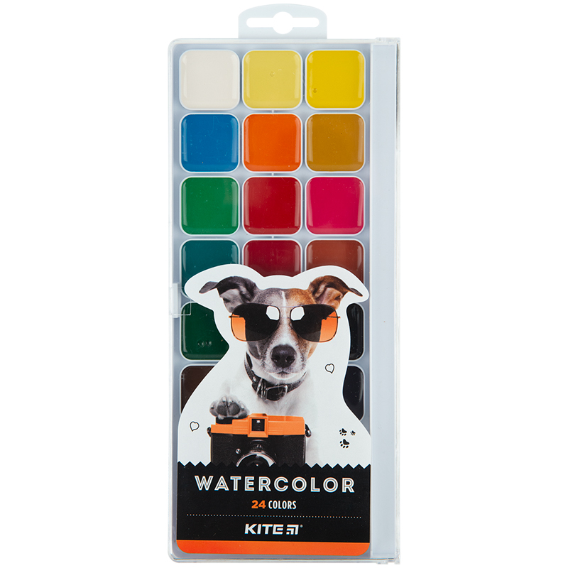 Watercolor paints Kite Dogs K23-442, 24 colors