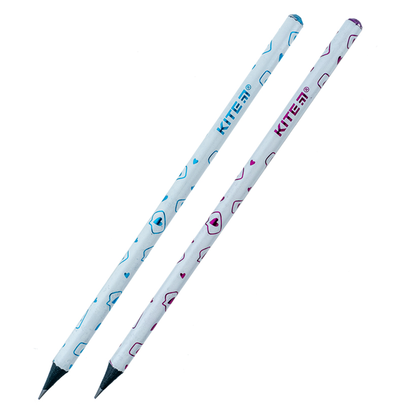 Graphite pencil with crystal Kite Hearts K24-059-1, 36 pcs., tube