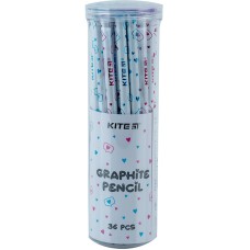 Graphite pencil with crystal Kite Hearts K24-059-1, 36 pcs., tube 1