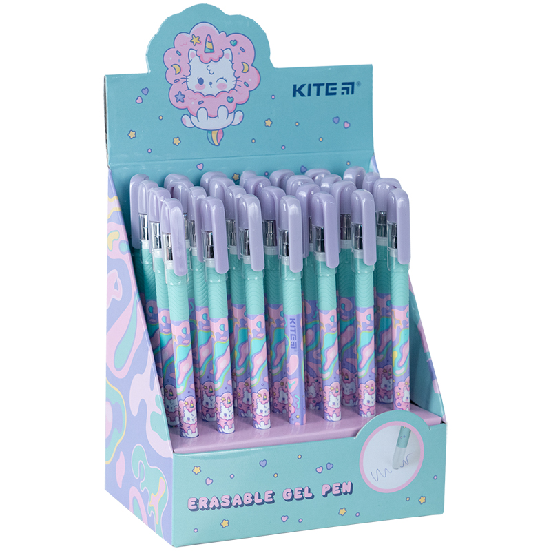 Gel pen "write-erase" Kite Rainbow Catcorn K24-068-2, blue