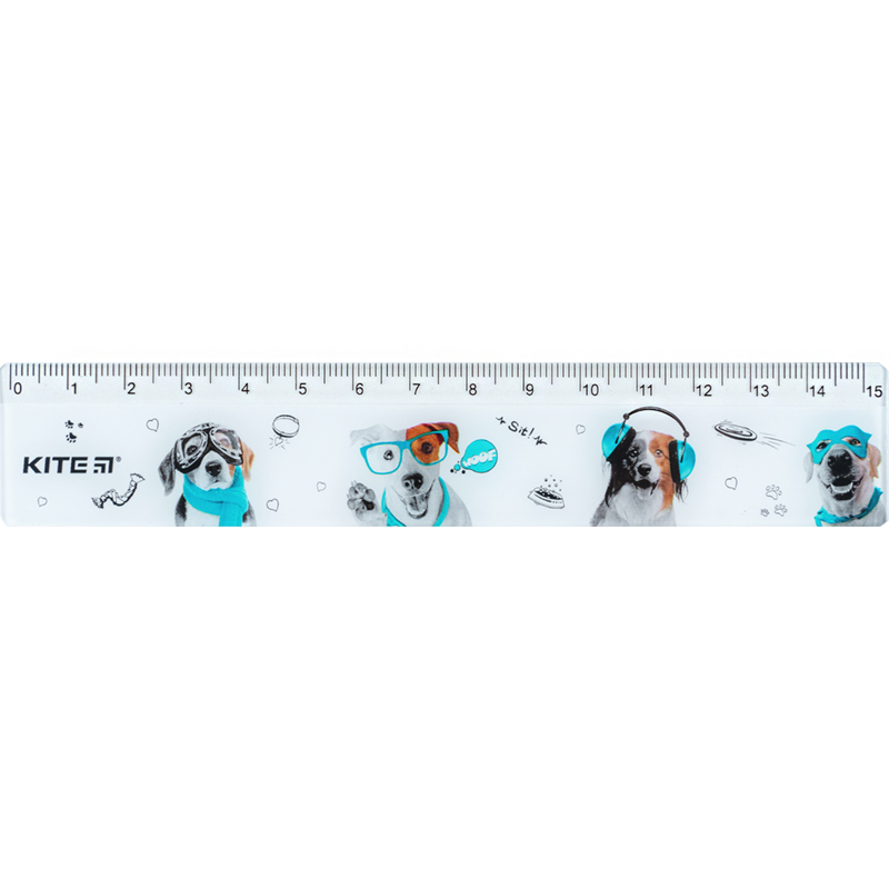 Ruler plastic Kite Dogs K24-090-1, 15 cm 