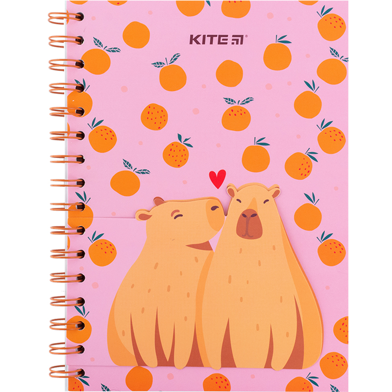 Notebook with paper indexes Kite Capybara K24-191-4 , А5, 80 sheets, squared