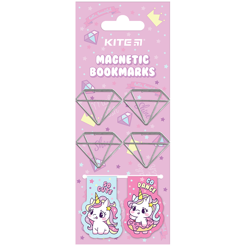 Set of magnetic bookmarks with shaped clips Kite Diamond K24-495-1