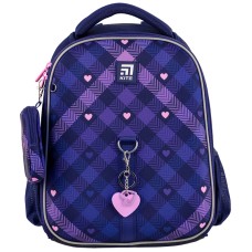 Hard-shaped school backpack Kite Education Check and Hearts K24-555S-1 2