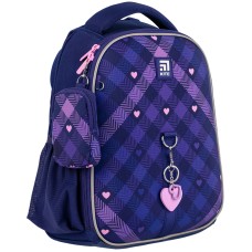 Hard-shaped school backpack Kite Education Check and Hearts K24-555S-1 3