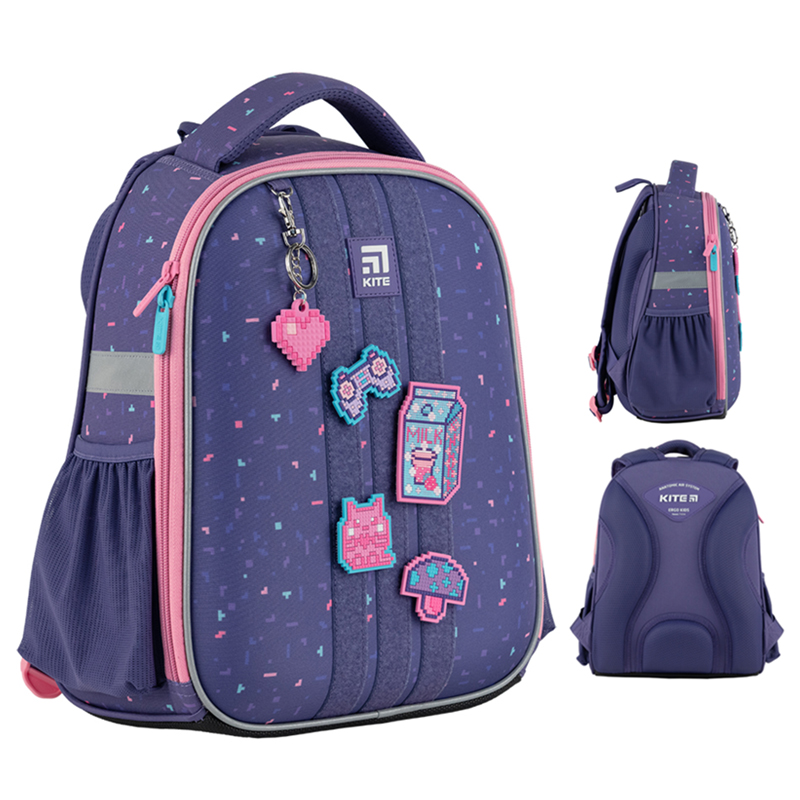 Hard-shaped school backpack Kite Education Pixel Love K24-555S-3