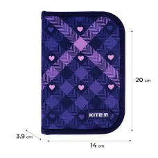 Pencil case without stationery Kite K24-621-1, 1 compartment, 1 fold 1