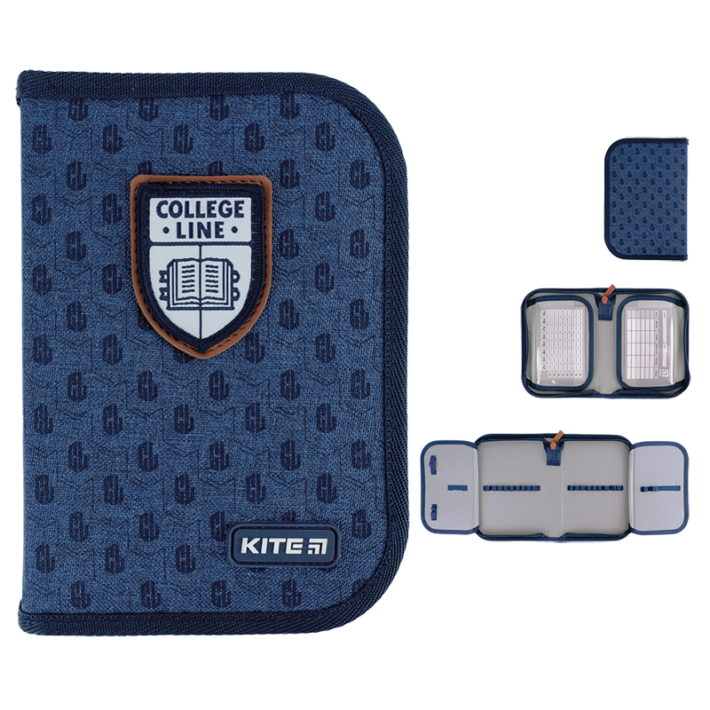 Pencil case without stationery Kite College Line K24-622-2, 1 compartment, 2 folds
