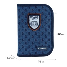 Pencil case without stationery Kite College Line K24-622-2, 1 compartment, 2 folds 1