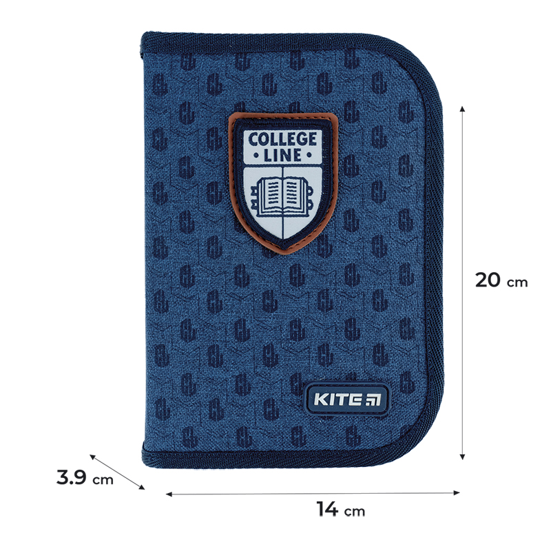 Pencil case without stationery Kite College Line K24-622-2, 1 compartment, 2 folds