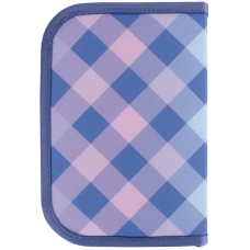 Pencil case without stationery Kite Purple Chequer K24-622-3, 1 compartment, 2 folds 2
