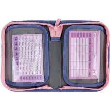 Pencil case without stationery Kite Purple Chequer K24-622-3, 1 compartment, 2 folds 3