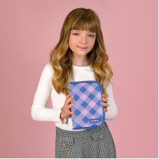 Pencil case without stationery Kite Purple Chequer K24-622-3, 1 compartment, 2 folds 6