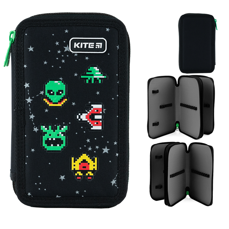 Pencil case without stationery Kite UFO K24-623, 2 compartments