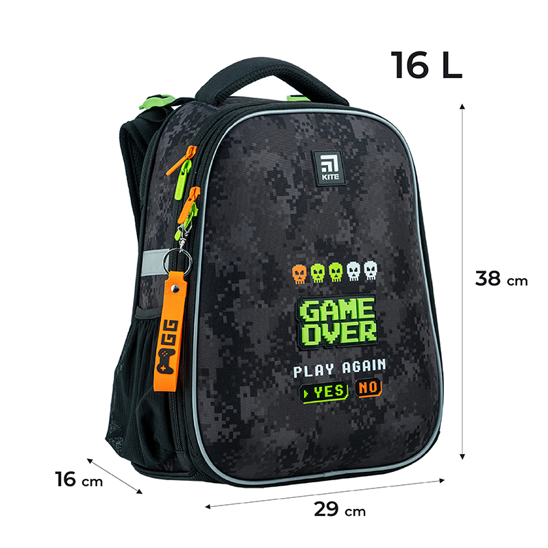 Hard-shaped school backpack Kite Education Game Over K24-531M-6